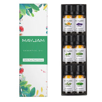 MAYJAM 6pcs Pure Essential Oils Kit For Humidifier Diffusers Lavender Eucalyptus Peppermint Tea tree Sweet Orange Lemongrass