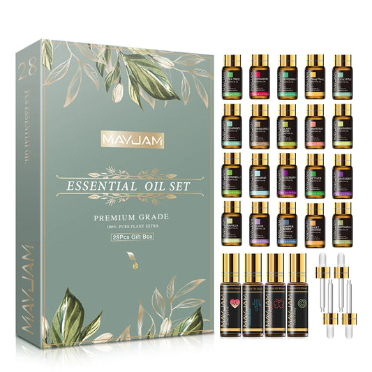 MAYJAM Essential Oils Kit Set 28pcs Gift Box For Humidifier Diffuser Aromatic Candles Car Air Fresheners Woman Men Aroma Oil