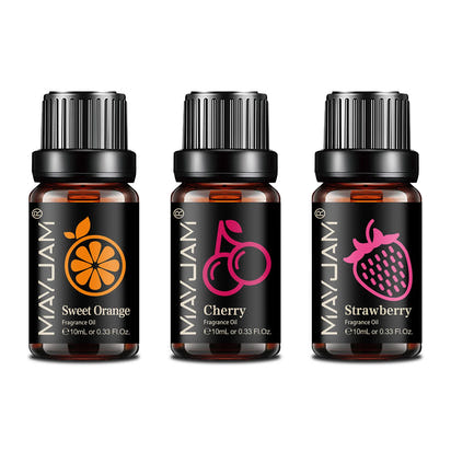 MAYJAM Fruit Essential Oil 10ml Cherry Banana Papaya Grape Litchi Guava Kiwifruit Pear Fig Fragrance Oil for Diffuser Candle