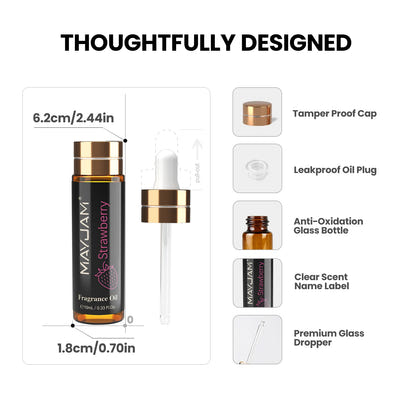 MAYJAM 10ml Fragrance Oil with Dropper Strawberry Coconut Cherry Orange Blossom Aroma Oil For Women and Men's