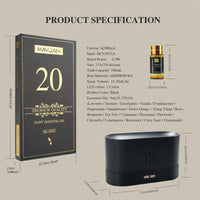 MAYJAM Essential Oil Humidifier Gift Set 20 Bottles Aroma Oils Lavender Eucalyptus Vanilla with Flame Air Diffuser Humidifier