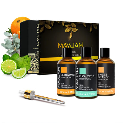 MAYJAM 3pcs/set Essential Oils 30ml Eucalyptus Sweet Orange Bergamot Aroma Oil For Diffuser