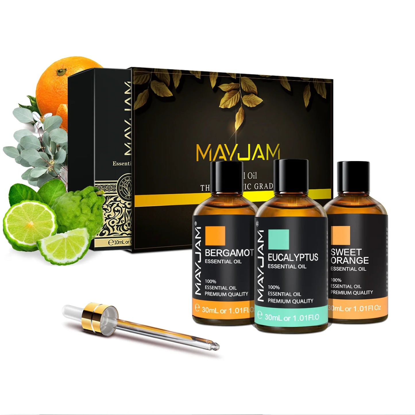 MAYJAM 3pcs/set Essential Oils 30ml Eucalyptus Sweet Orange Bergamot Aroma Oil For Diffuser