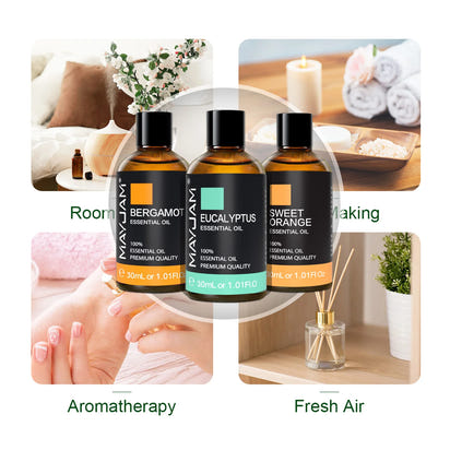 MAYJAM 3pcs/set Essential Oils 30ml Eucalyptus Sweet Orange Bergamot Aroma Oil For Diffuser