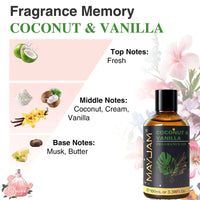 MAYJAM 100ml Fragrance Oils For Humidifier Diffuser DIY Candle Coconut Vanilla White Musk Bubble Gum Sea Breeze Baby Powder