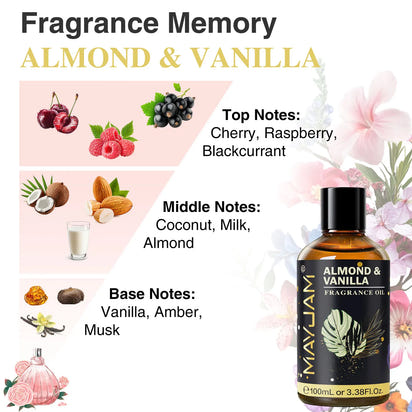 MAYJAM 100ml Fragrance Oils For Humidifier Diffuser DIY Candle Coconut Vanilla White Musk Bubble Gum Sea Breeze Baby Powder