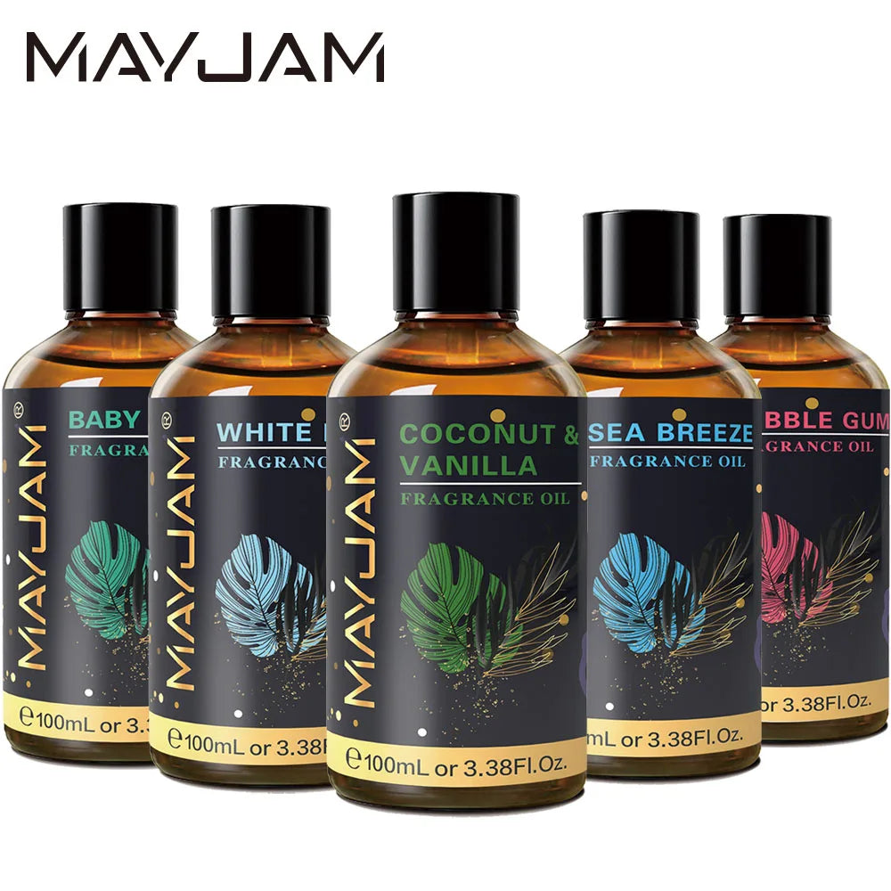 MAYJAM 100ml Fragrance Oils For Humidifier Diffuser DIY Candle Coconut Vanilla White Musk Bubble Gum Sea Breeze Baby Powder